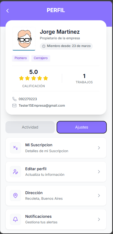 Perfil y configuración