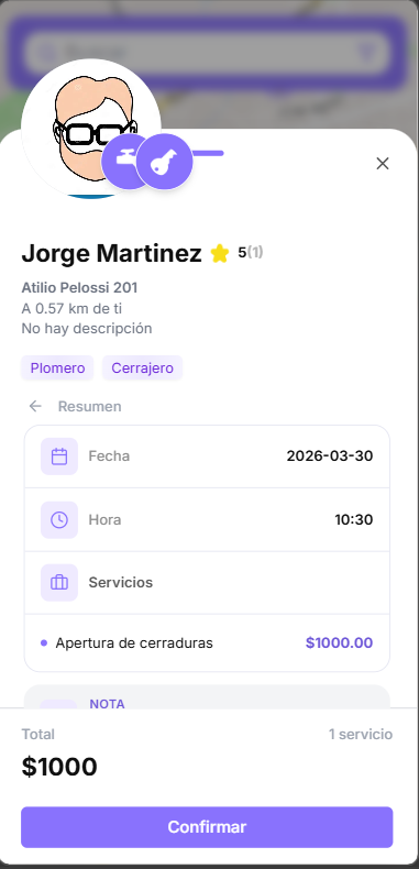 Flujo para coordinar un servicio